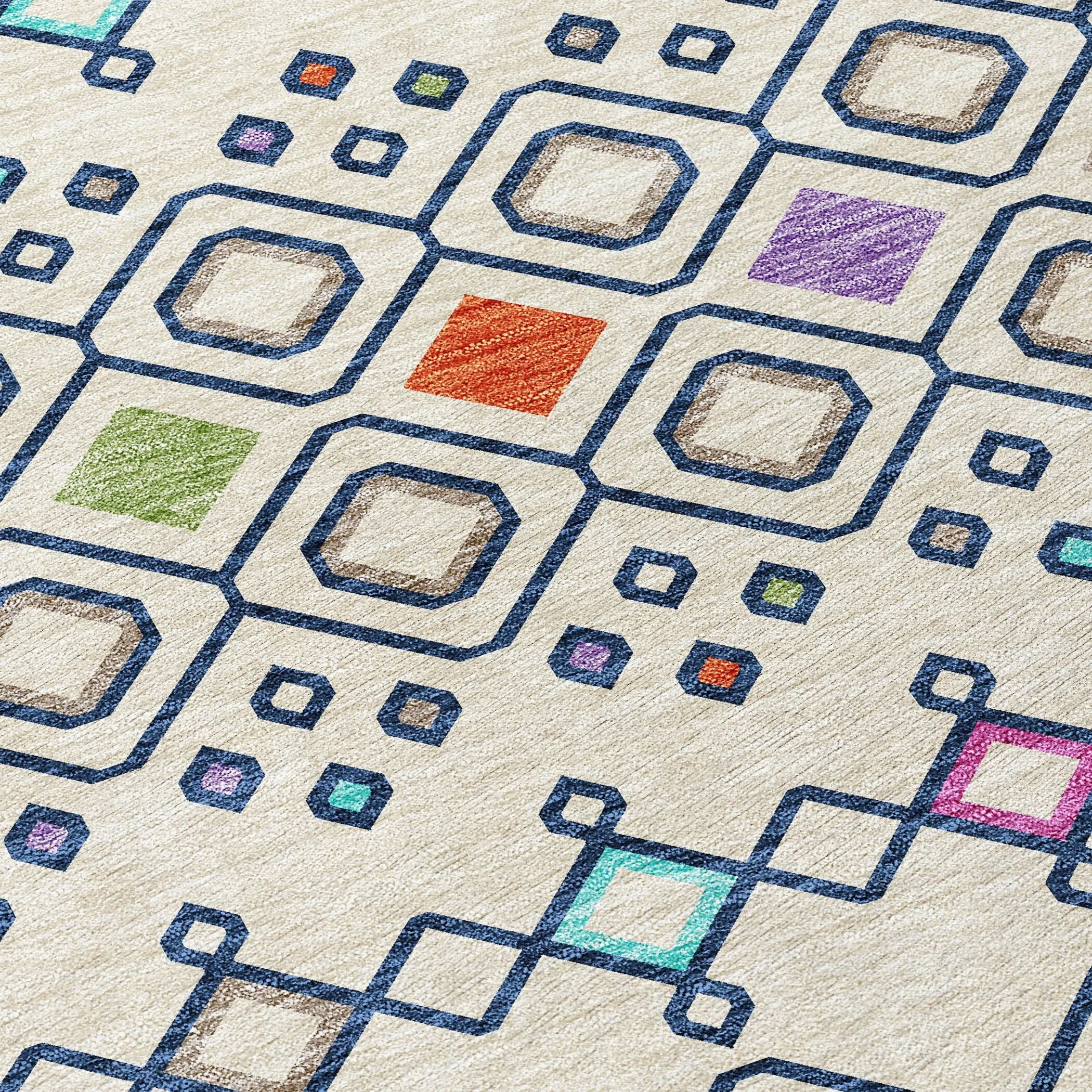 Machine Washable Indoor/ Outdoor Global Contempory Chantille Rug