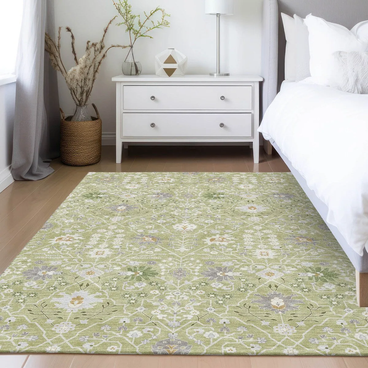 Machine Washable Indoor/ Outdoor Global Traditional Chantille Rug