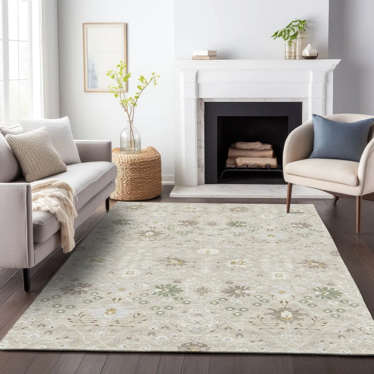 Machine Washable Indoor/ Outdoor Global Traditional Chantille Rug