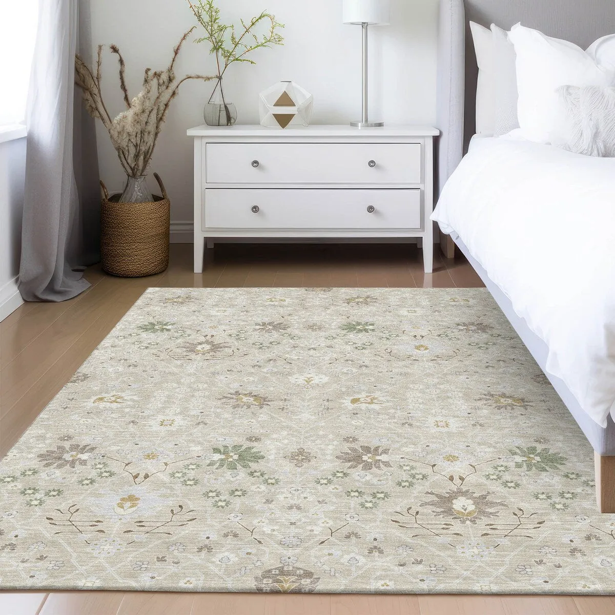 Machine Washable Indoor/ Outdoor Global Traditional Chantille Rug