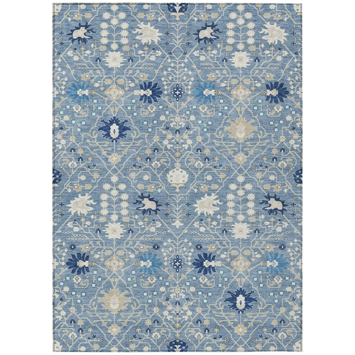 Machine Washable Indoor/ Outdoor Global Traditional Chantille Rug
