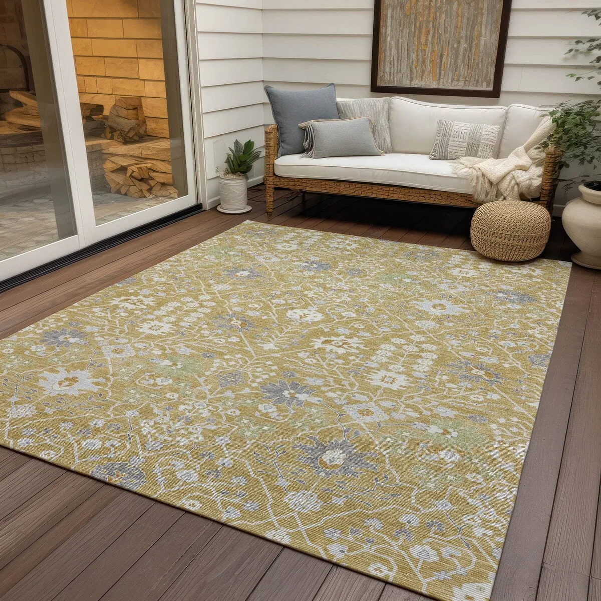 Machine Washable Indoor/ Outdoor Global Traditional Chantille Rug