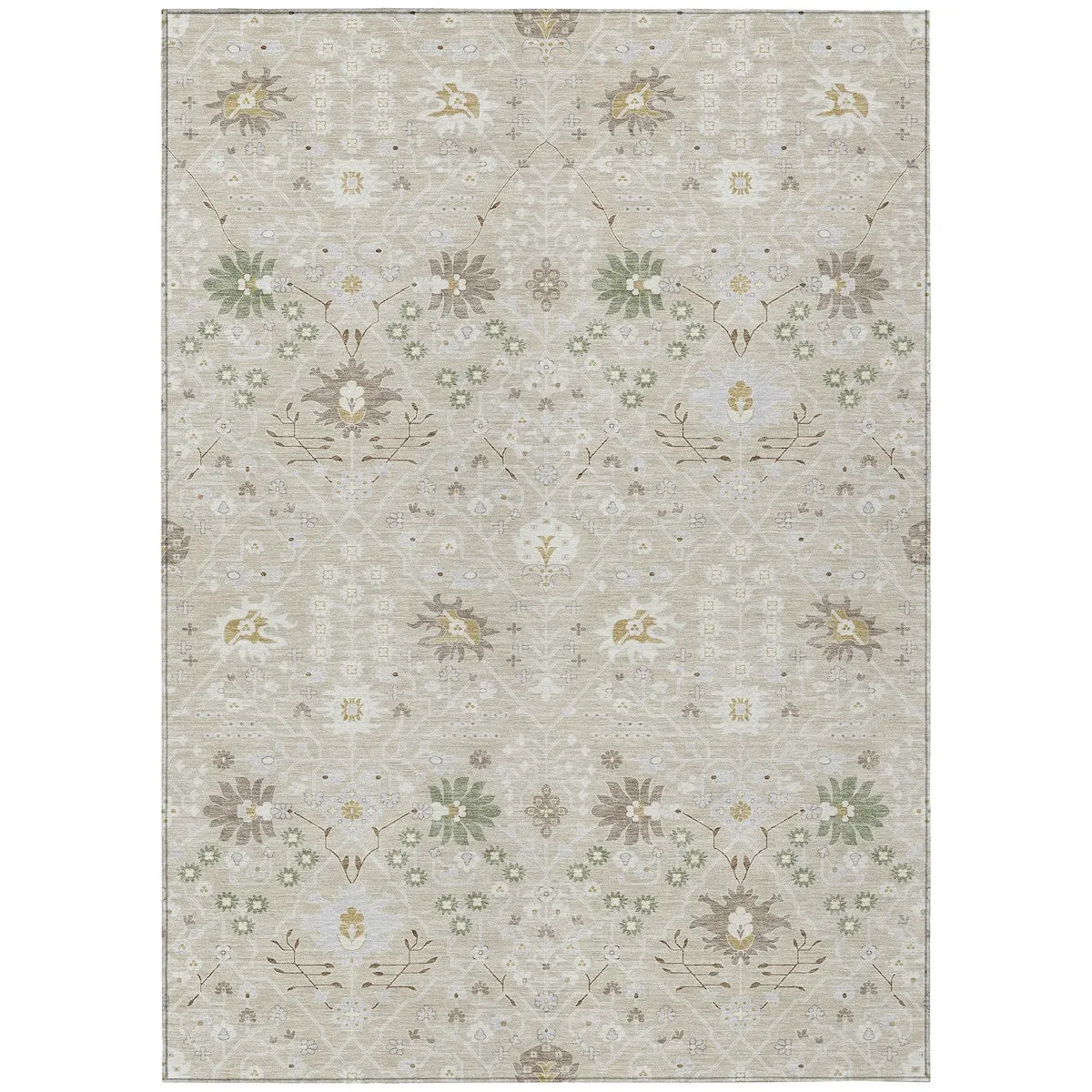 Machine Washable Indoor/ Outdoor Global Traditional Chantille Rug