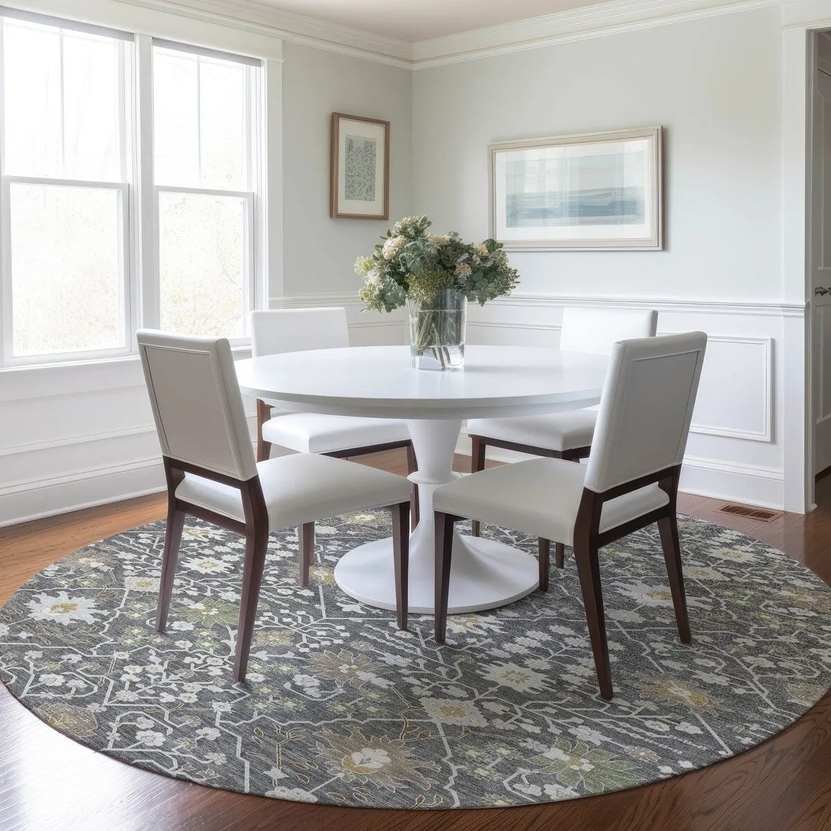 Machine Washable Indoor/ Outdoor Global Traditional Chantille Rug