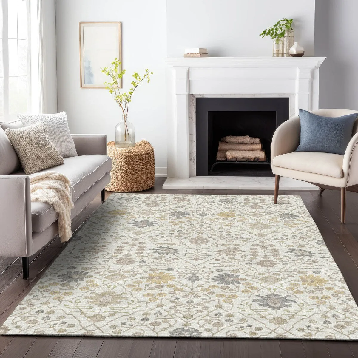 Machine Washable Indoor/ Outdoor Global Traditional Chantille Rug