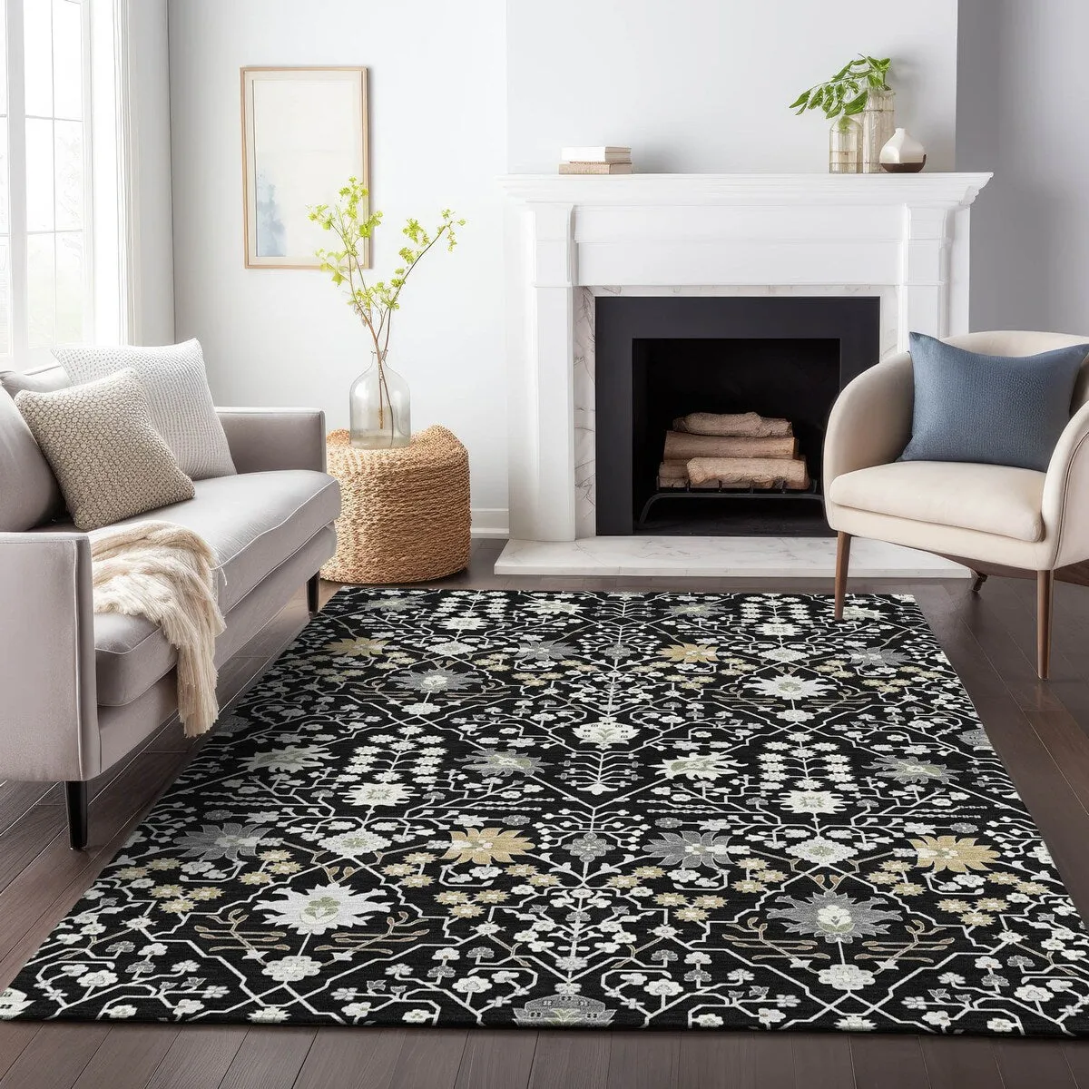 Machine Washable Indoor/ Outdoor Global Traditional Chantille Rug