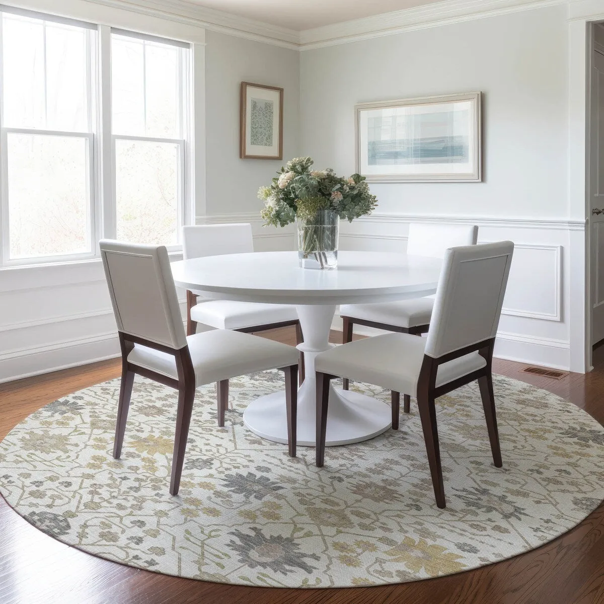 Machine Washable Indoor/ Outdoor Global Traditional Chantille Rug