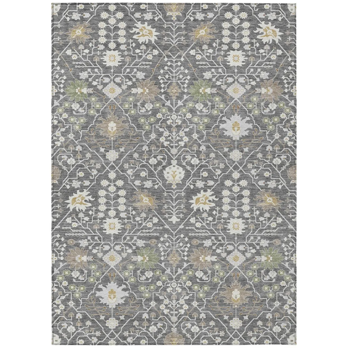 Machine Washable Indoor/ Outdoor Global Traditional Chantille Rug
