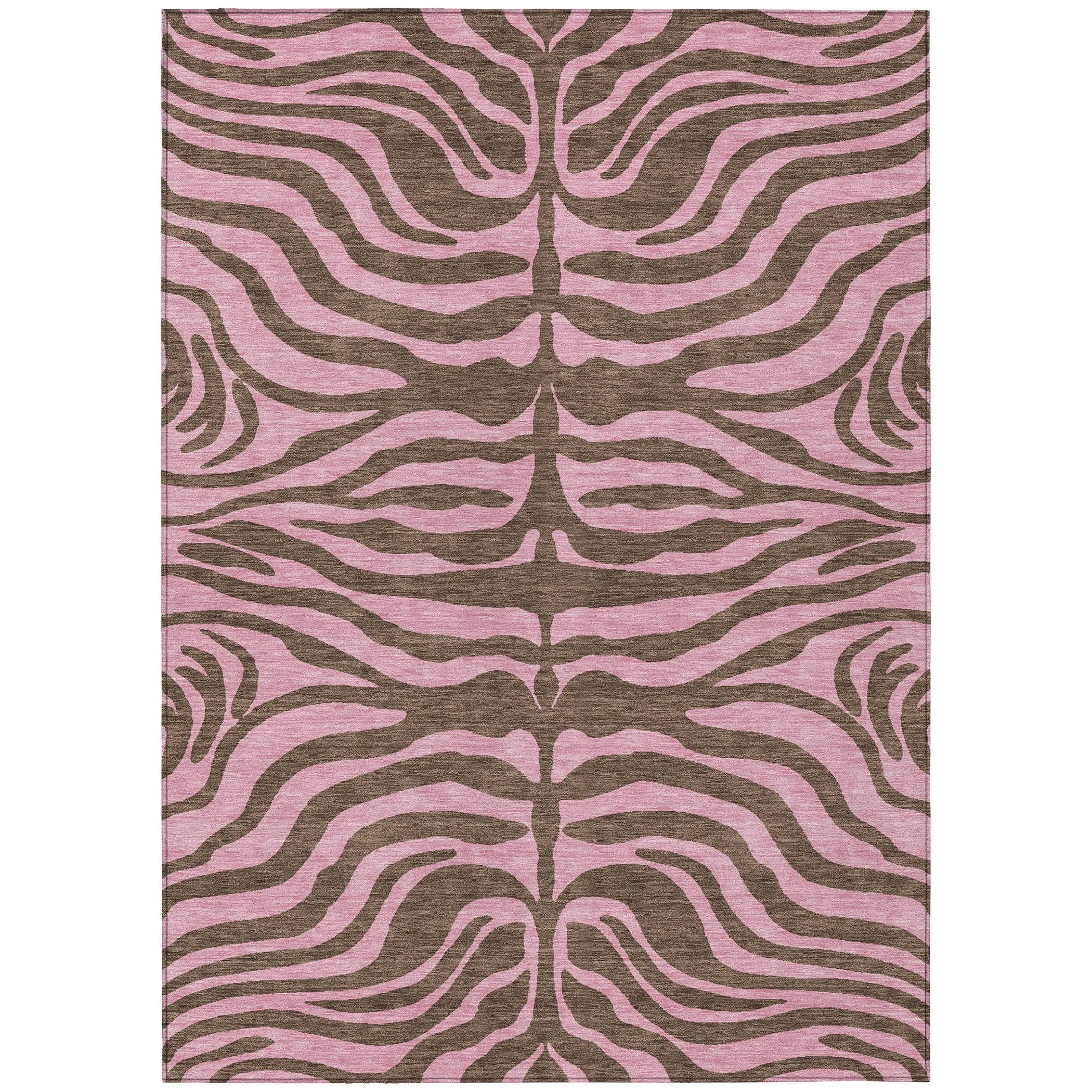 Machine Washable Indoor/ Outdoor Modern Animal Print Chantille Rug