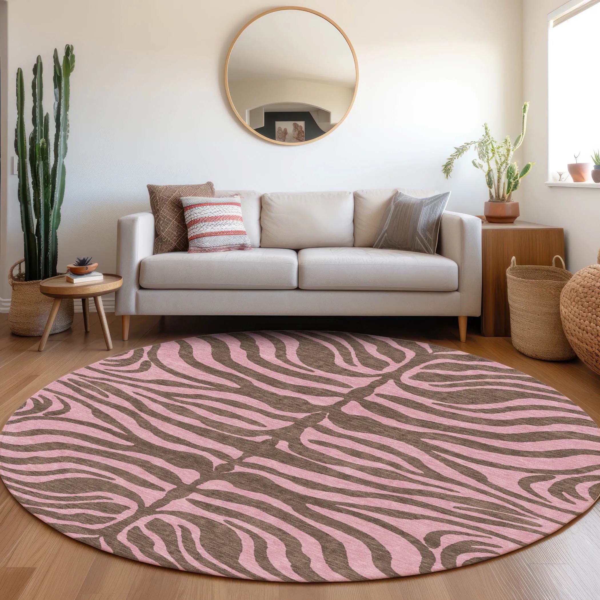 Machine Washable Indoor/ Outdoor Modern Animal Print Chantille Rug