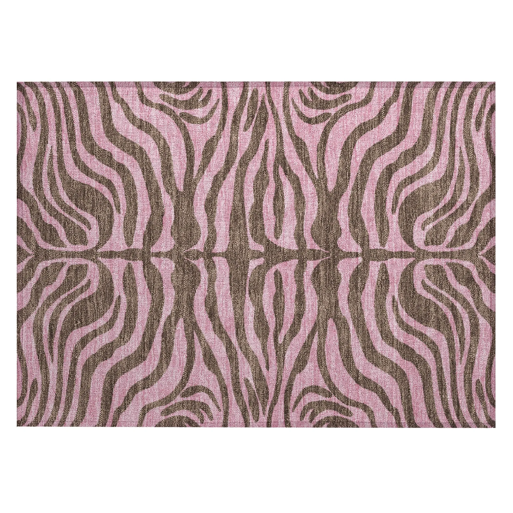 Machine Washable Indoor/ Outdoor Modern Animal Print Chantille Rug