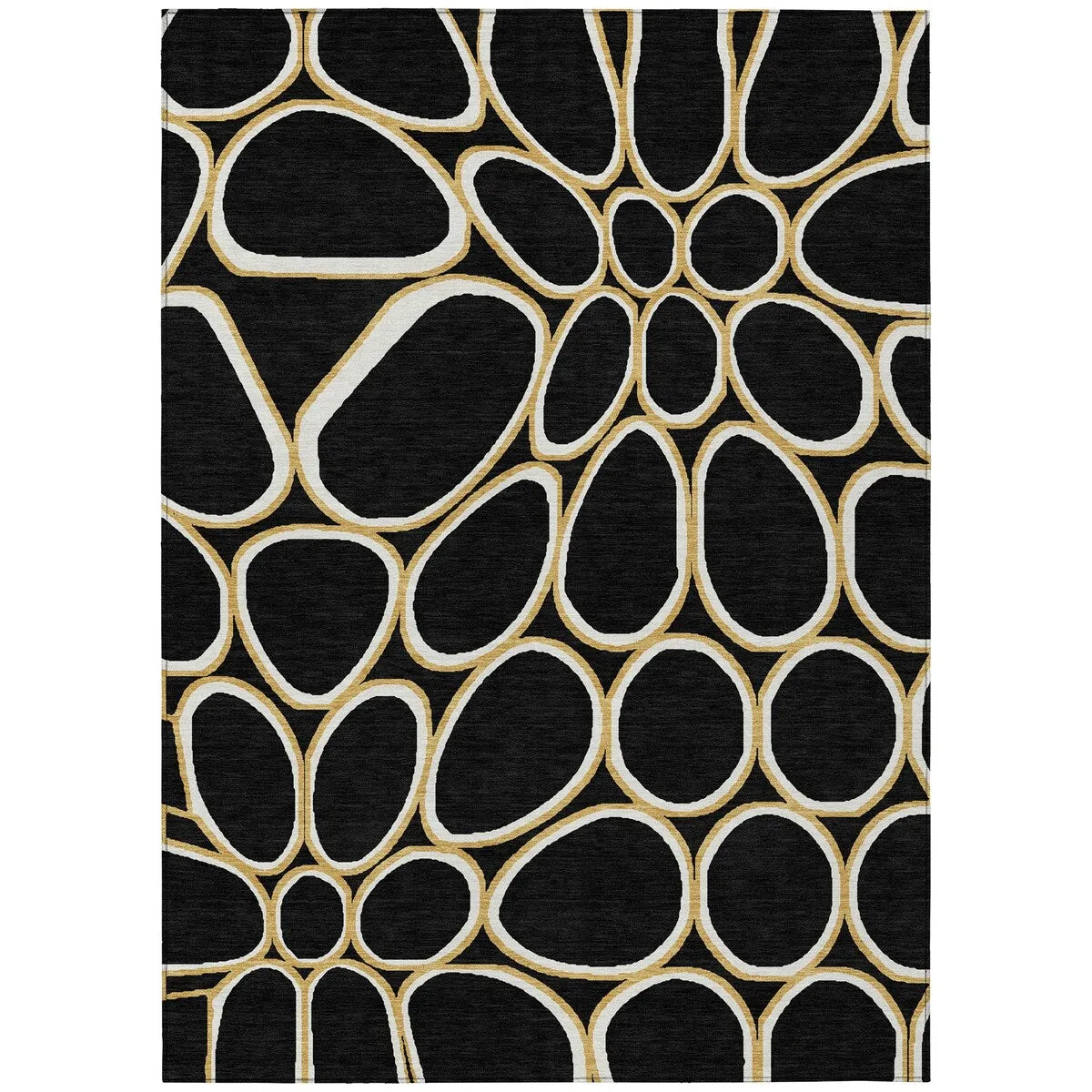 Machine Washable Indoor/ Outdoor Modern Bubbles Chantille Rug