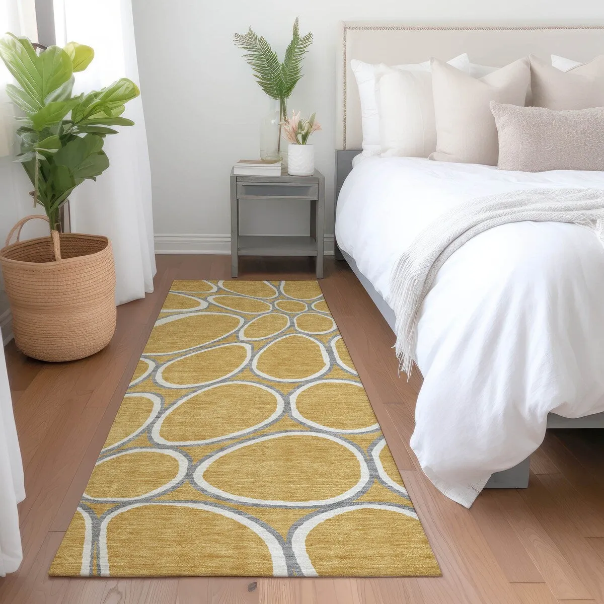 Machine Washable Indoor/ Outdoor Modern Bubbles Chantille Rug