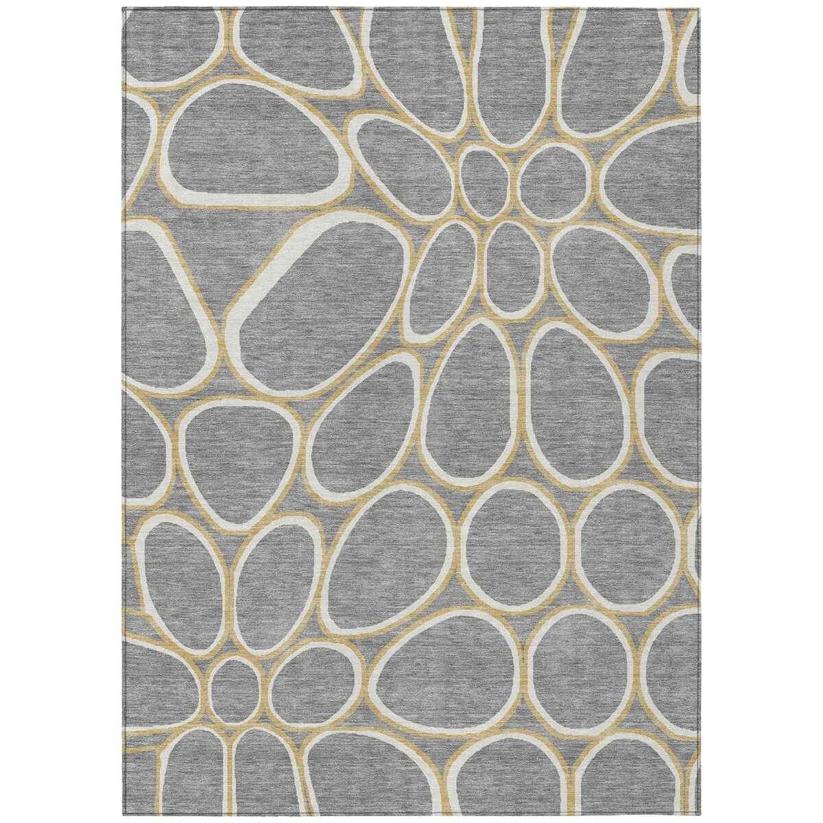 Machine Washable Indoor/ Outdoor Modern Bubbles Chantille Rug