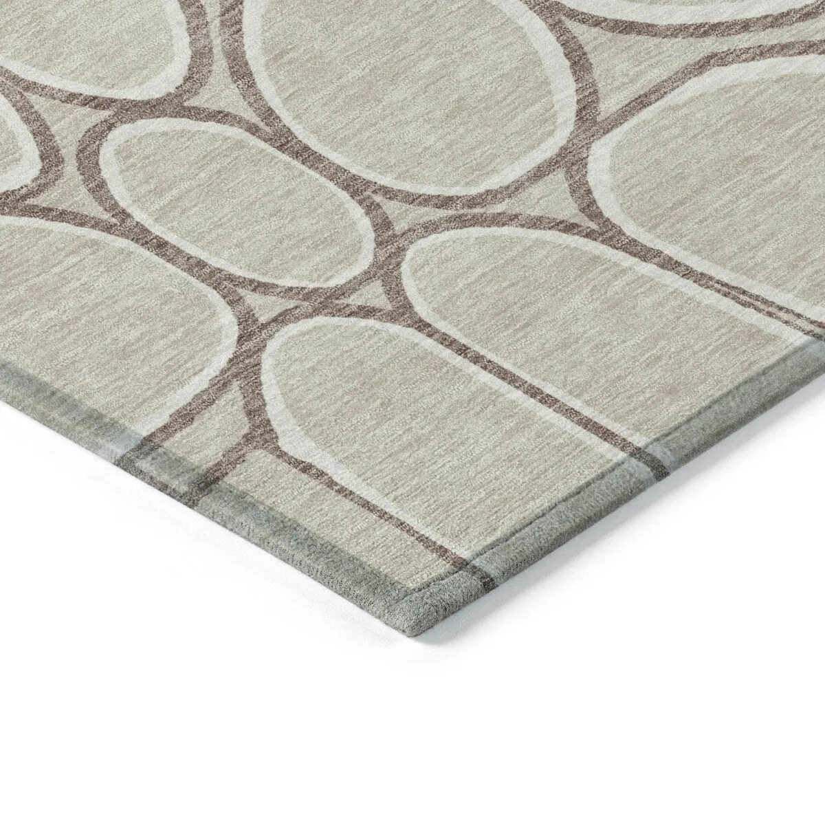Machine Washable Indoor/ Outdoor Modern Bubbles Chantille Rug
