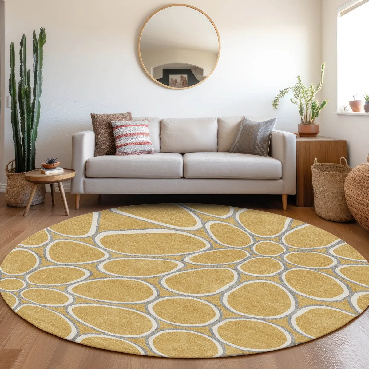 Machine Washable Indoor/ Outdoor Modern Bubbles Chantille Rug