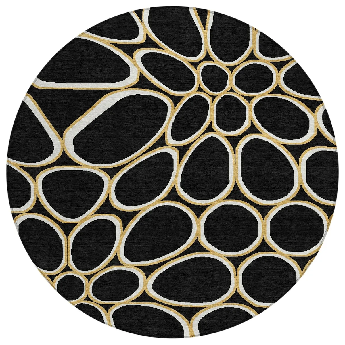 Machine Washable Indoor/ Outdoor Modern Bubbles Chantille Rug