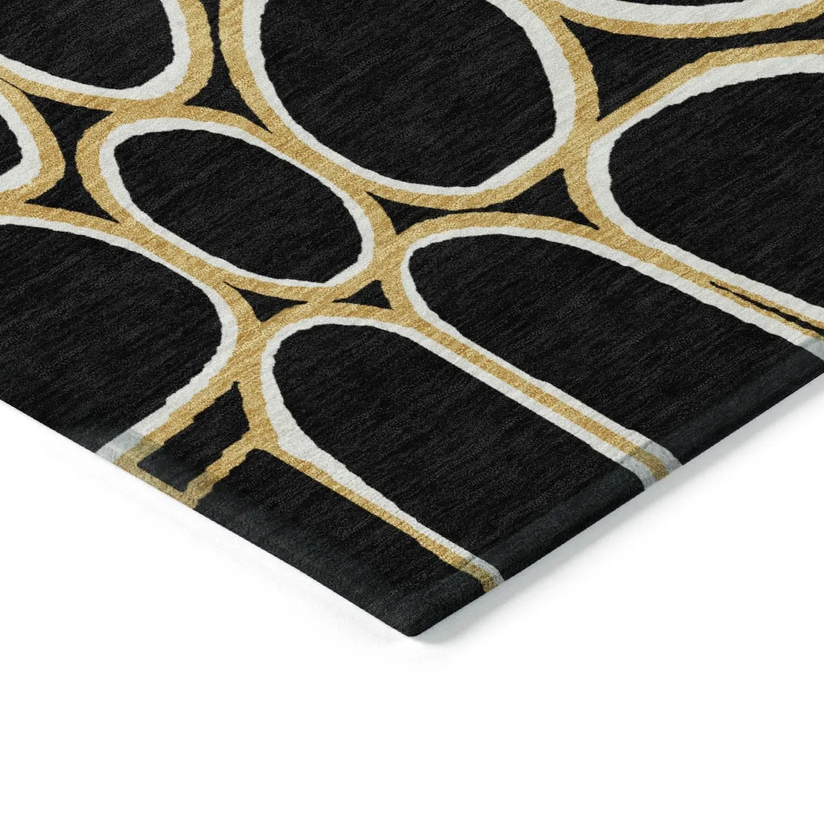 Machine Washable Indoor/ Outdoor Modern Bubbles Chantille Rug