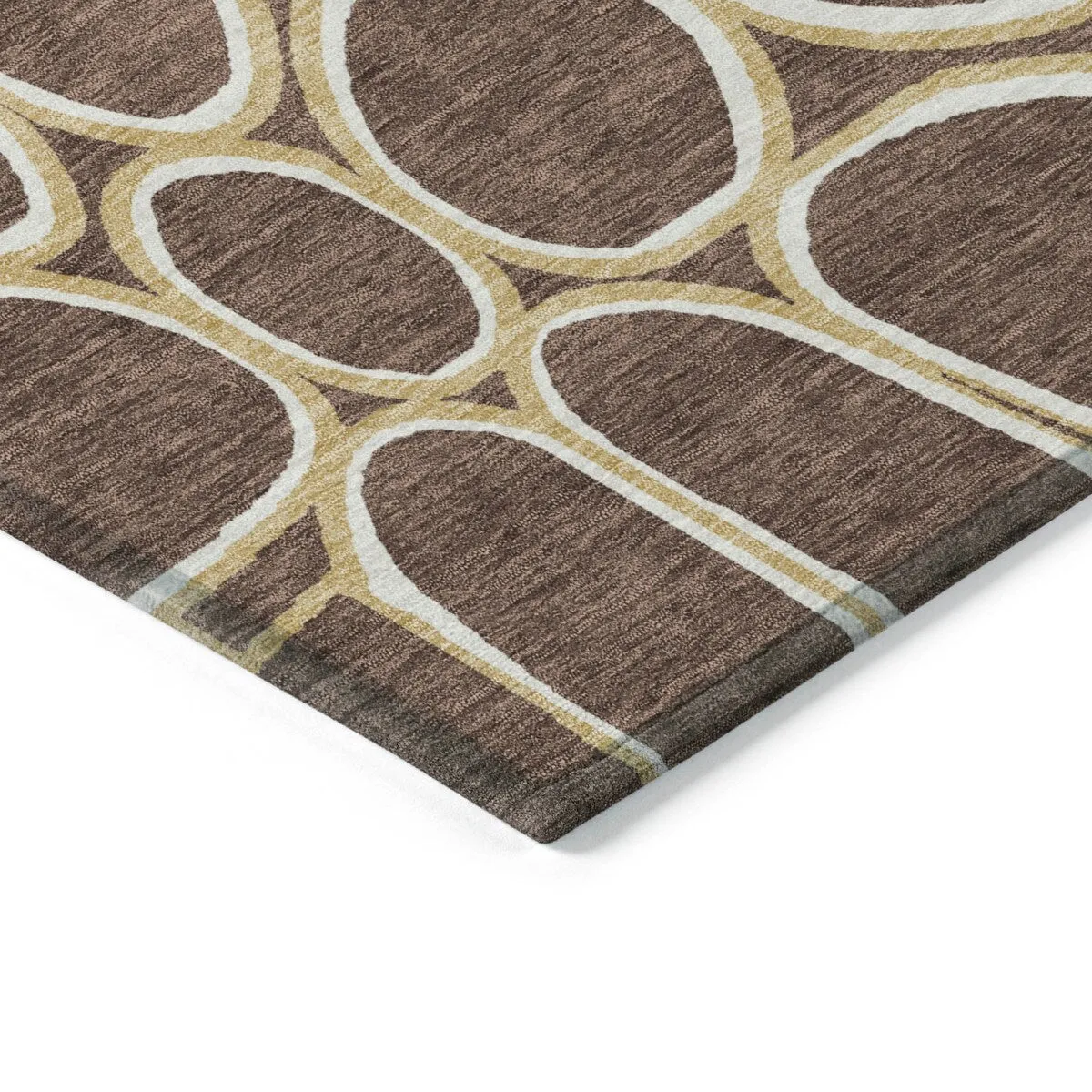 Machine Washable Indoor/ Outdoor Modern Bubbles Chantille Rug