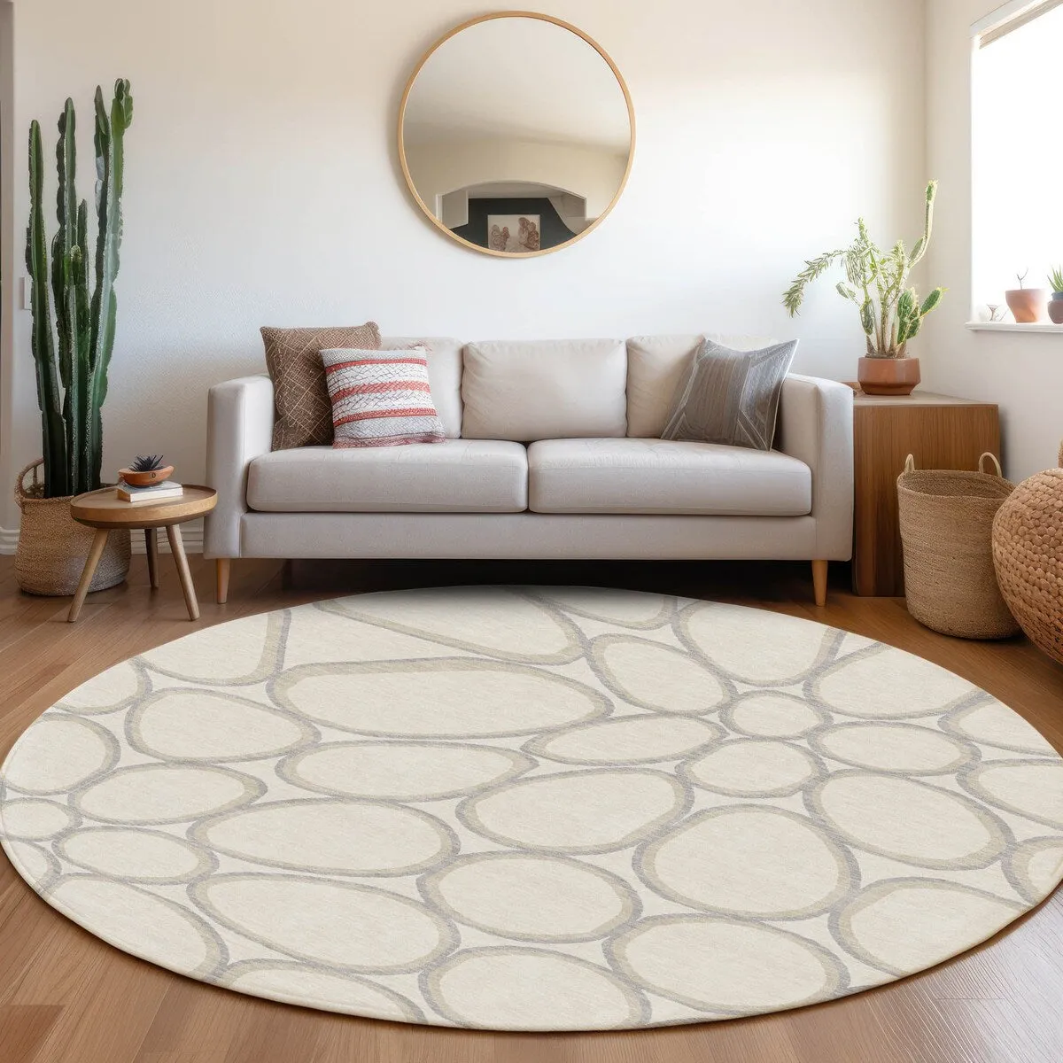 Machine Washable Indoor/ Outdoor Modern Bubbles Chantille Rug