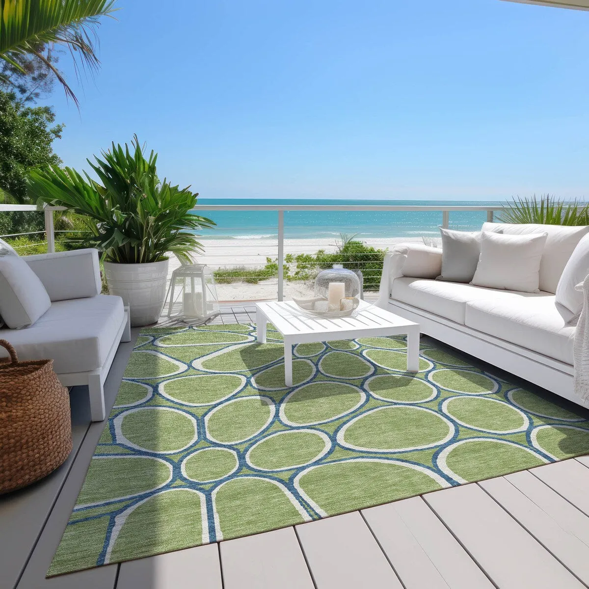 Machine Washable Indoor/ Outdoor Modern Bubbles Chantille Rug