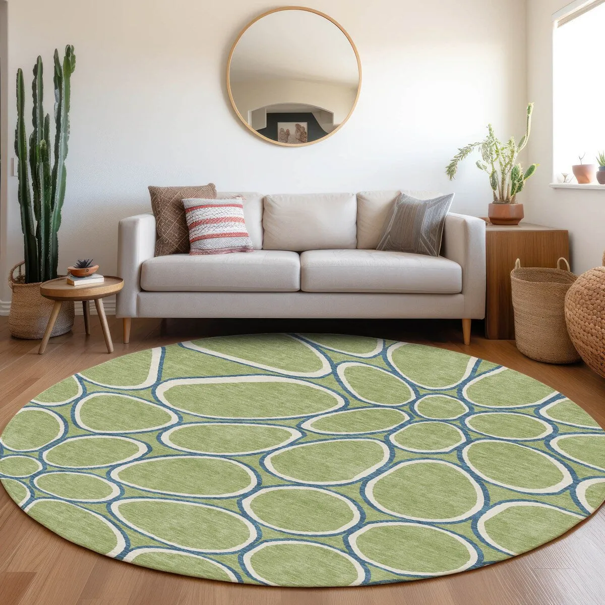 Machine Washable Indoor/ Outdoor Modern Bubbles Chantille Rug
