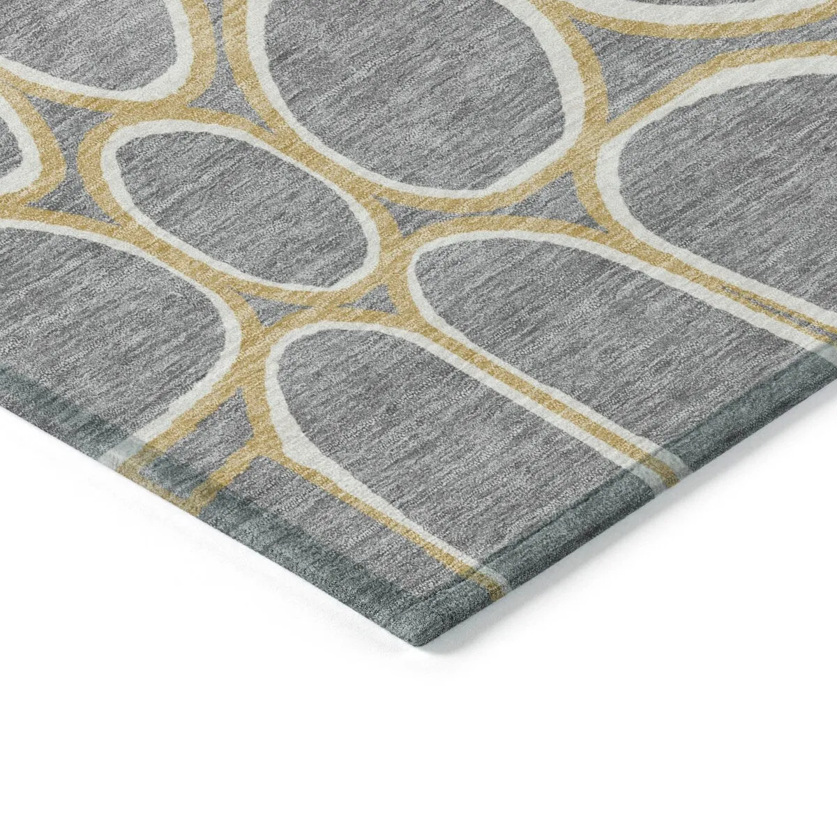 Machine Washable Indoor/ Outdoor Modern Bubbles Chantille Rug