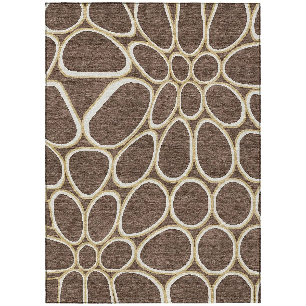 Machine Washable Indoor/ Outdoor Modern Bubbles Chantille Rug