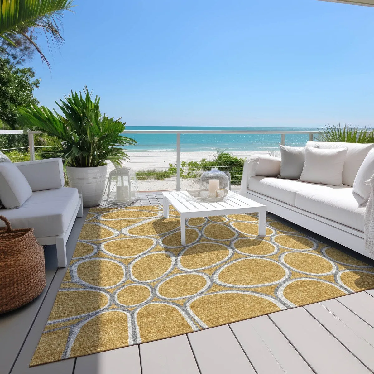 Machine Washable Indoor/ Outdoor Modern Bubbles Chantille Rug