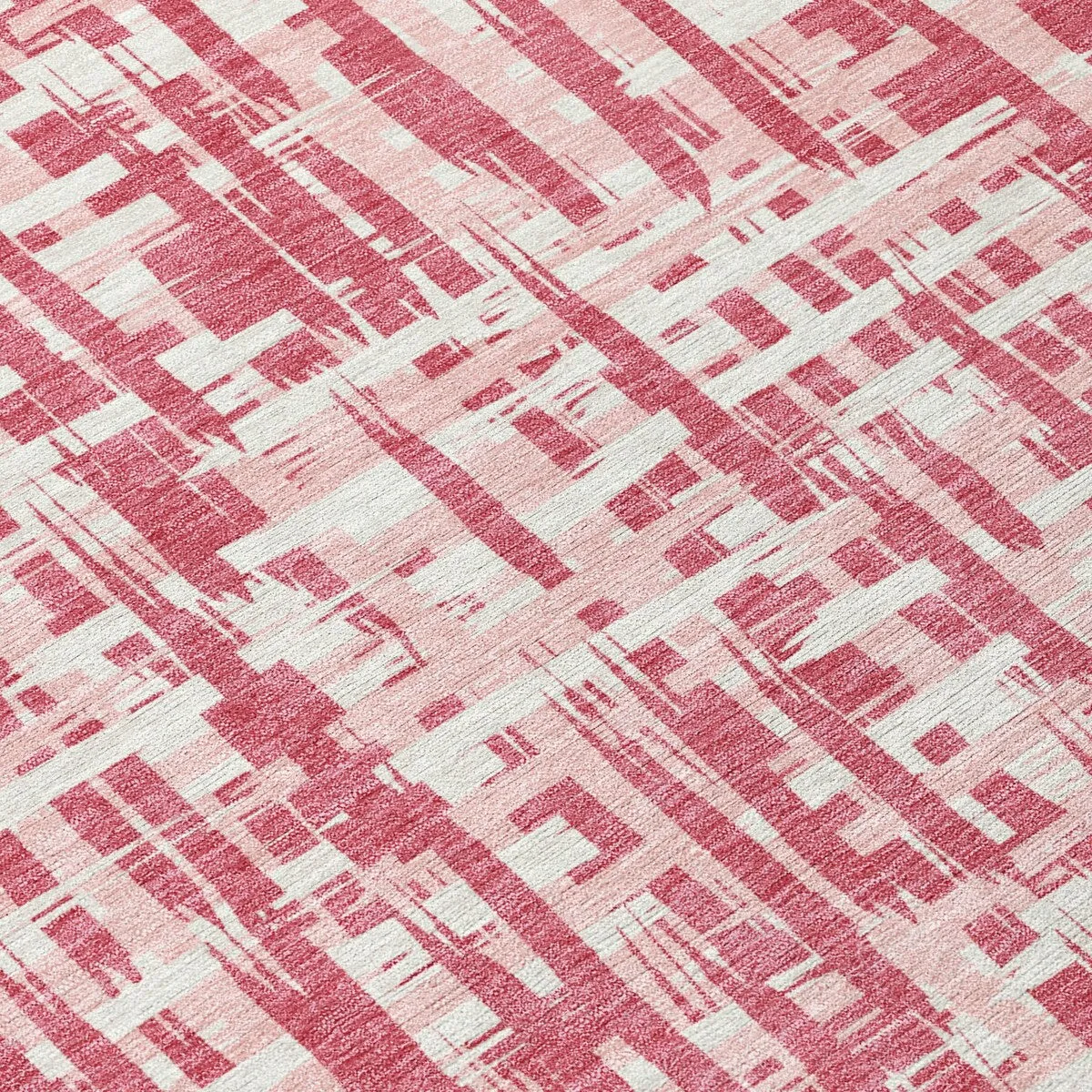 Machine Washable Indoor/ Outdoor Modern Crosshatch Chantille Rug