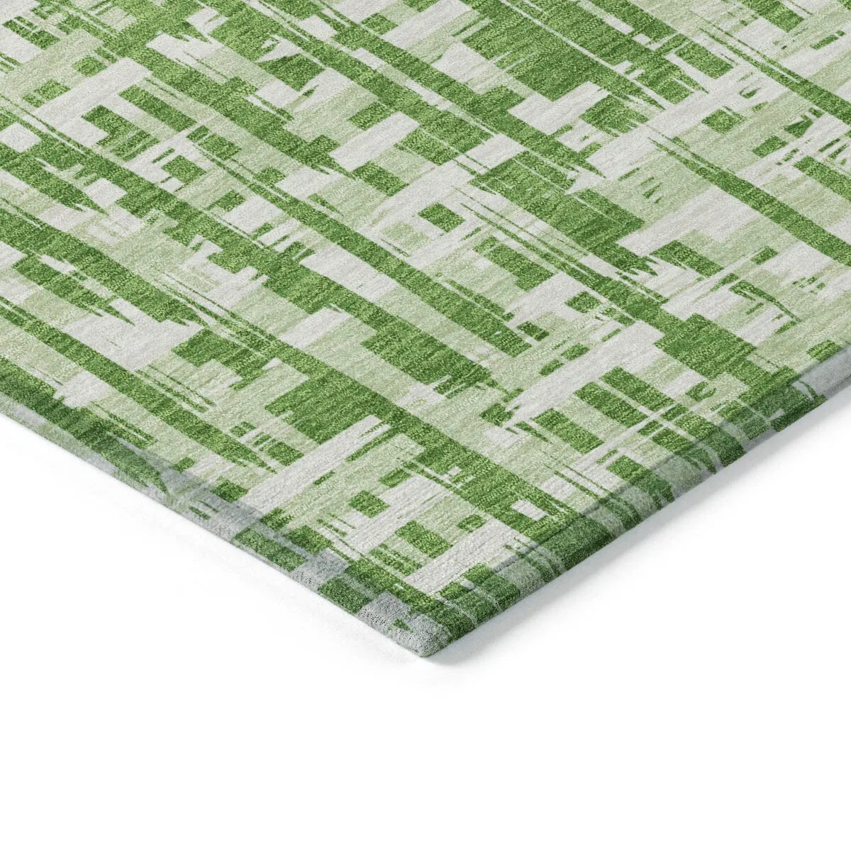 Machine Washable Indoor/ Outdoor Modern Crosshatch Chantille Rug