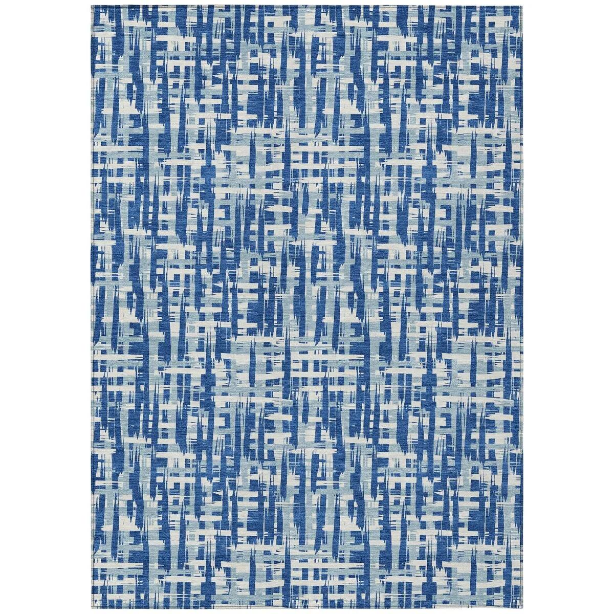 Machine Washable Indoor/ Outdoor Modern Crosshatch Chantille Rug