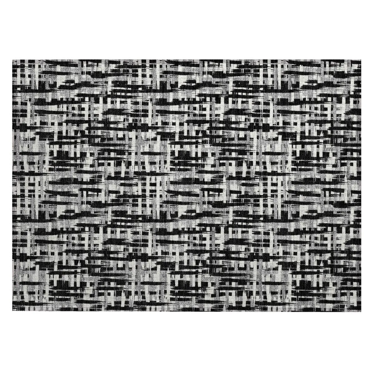 Machine Washable Indoor/ Outdoor Modern Crosshatch Chantille Rug