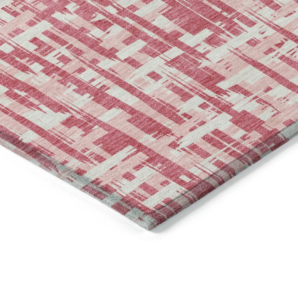 Machine Washable Indoor/ Outdoor Modern Crosshatch Chantille Rug