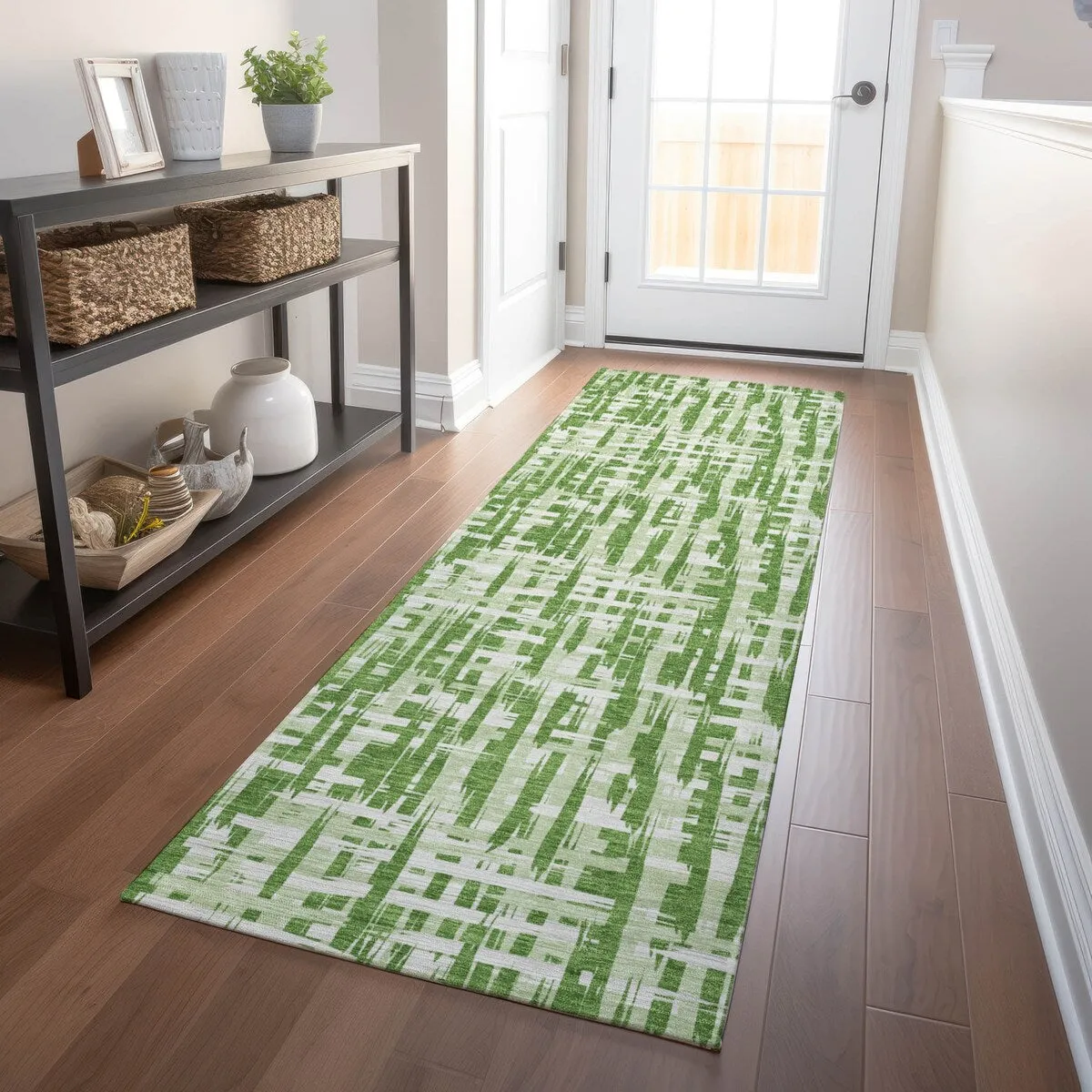 Machine Washable Indoor/ Outdoor Modern Crosshatch Chantille Rug