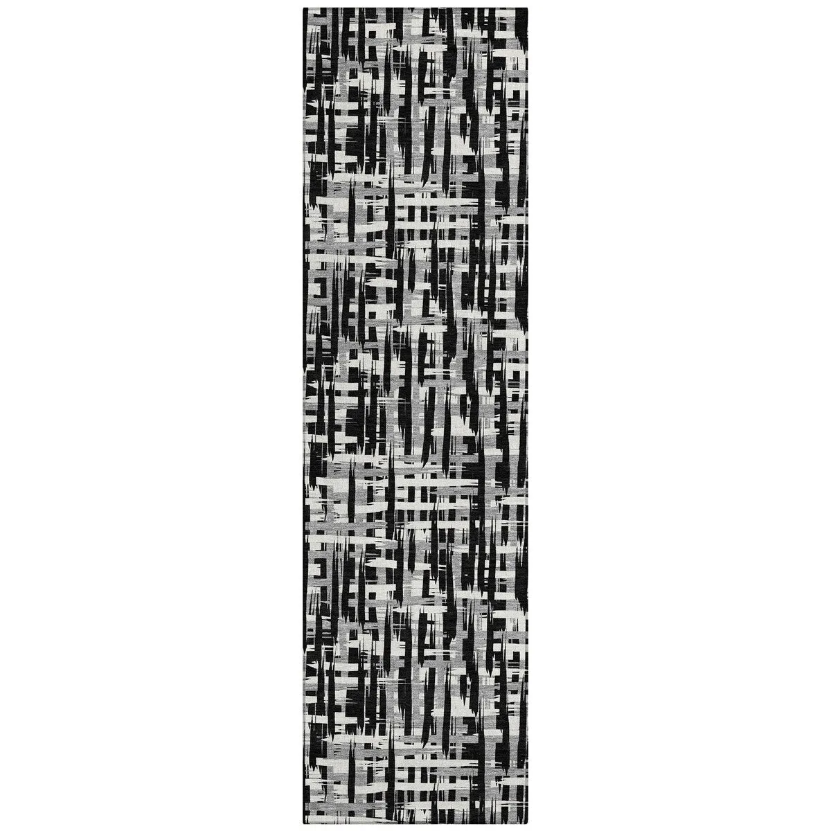 Machine Washable Indoor/ Outdoor Modern Crosshatch Chantille Rug