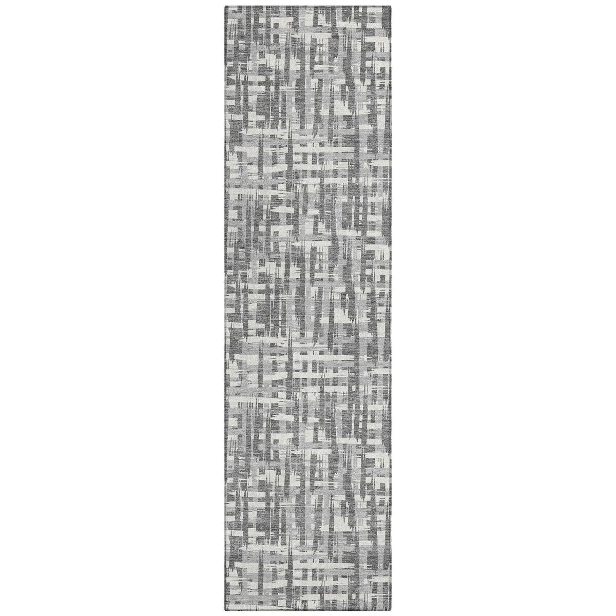 Machine Washable Indoor/ Outdoor Modern Crosshatch Chantille Rug