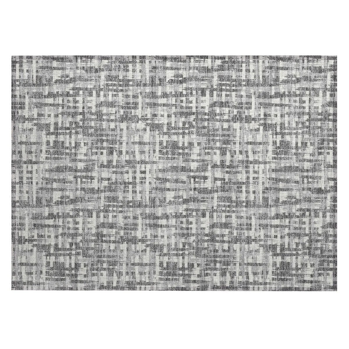 Machine Washable Indoor/ Outdoor Modern Crosshatch Chantille Rug