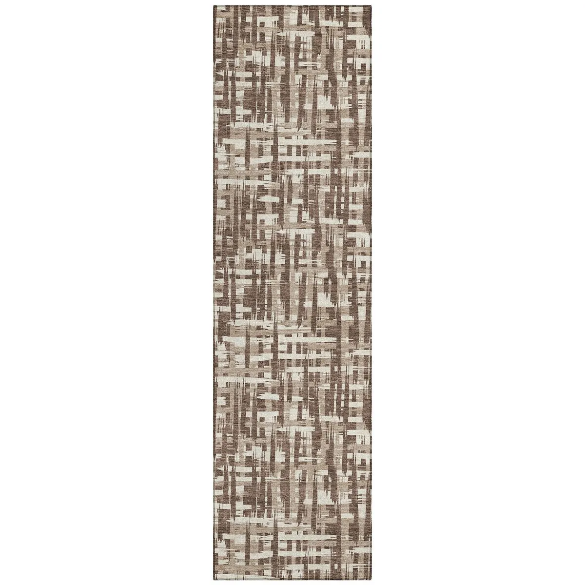 Machine Washable Indoor/ Outdoor Modern Crosshatch Chantille Rug