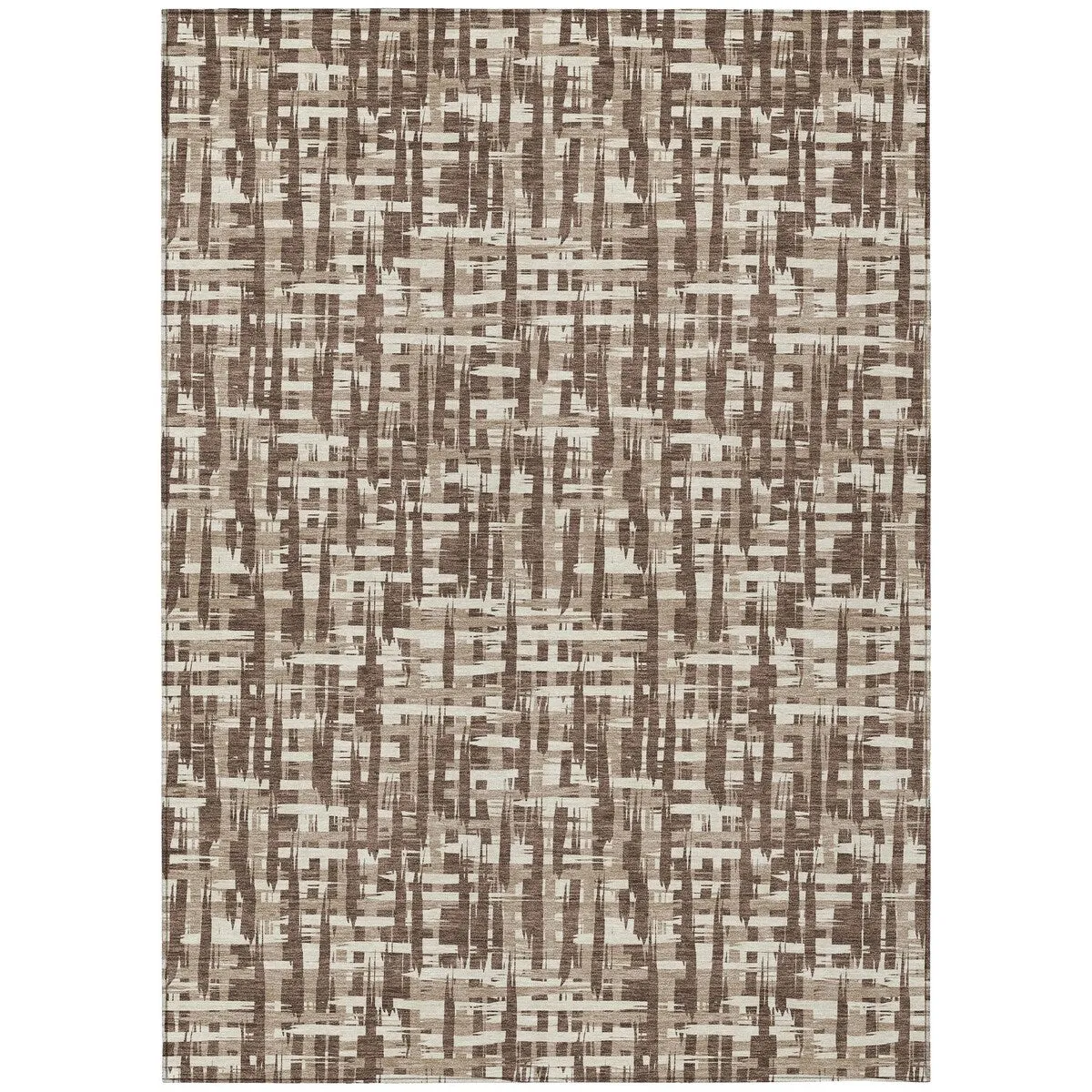 Machine Washable Indoor/ Outdoor Modern Crosshatch Chantille Rug