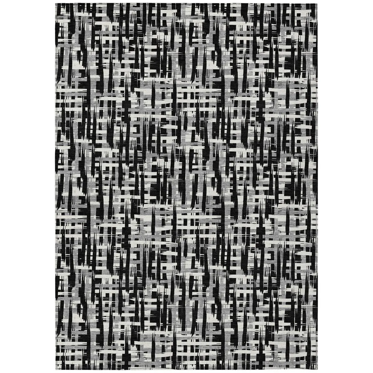 Machine Washable Indoor/ Outdoor Modern Crosshatch Chantille Rug
