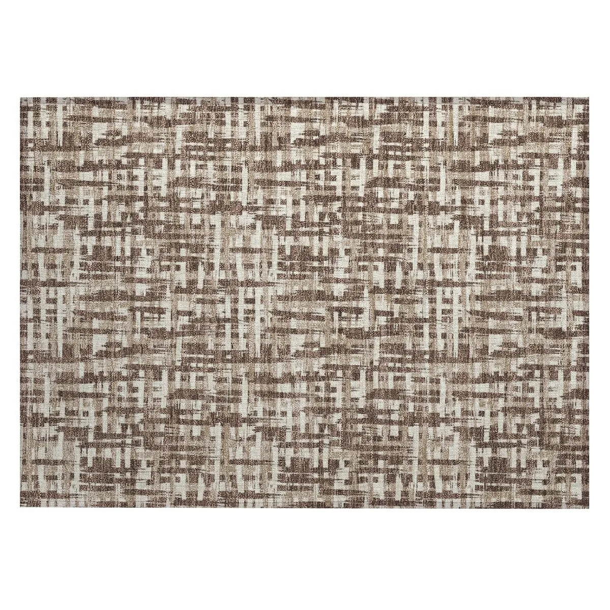 Machine Washable Indoor/ Outdoor Modern Crosshatch Chantille Rug