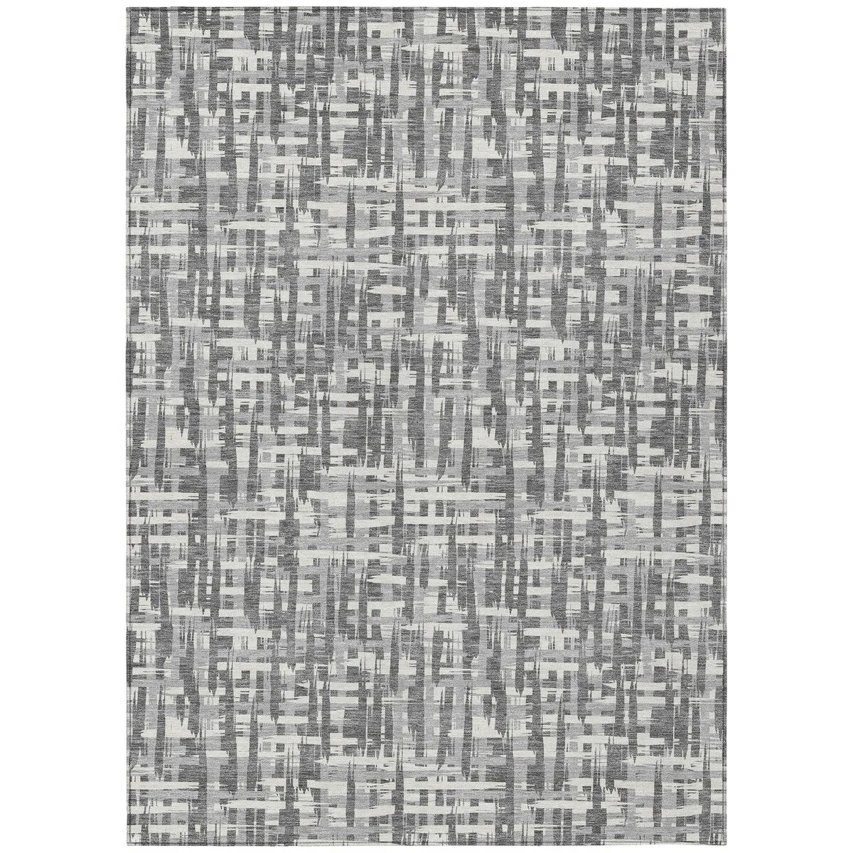 Machine Washable Indoor/ Outdoor Modern Crosshatch Chantille Rug