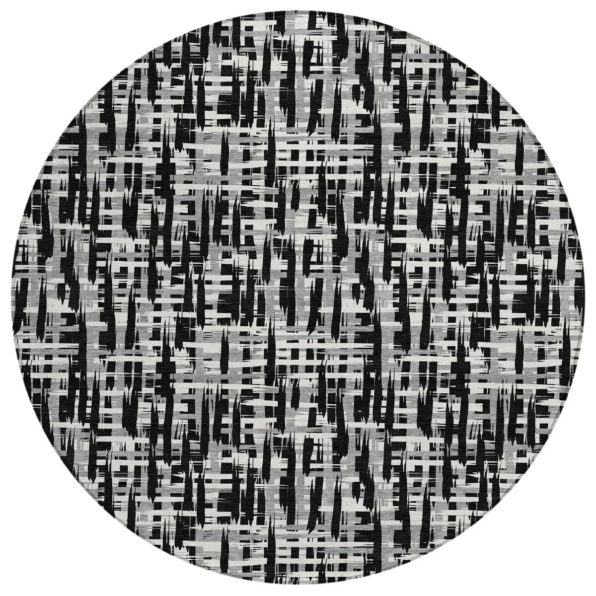 Machine Washable Indoor/ Outdoor Modern Crosshatch Chantille Rug