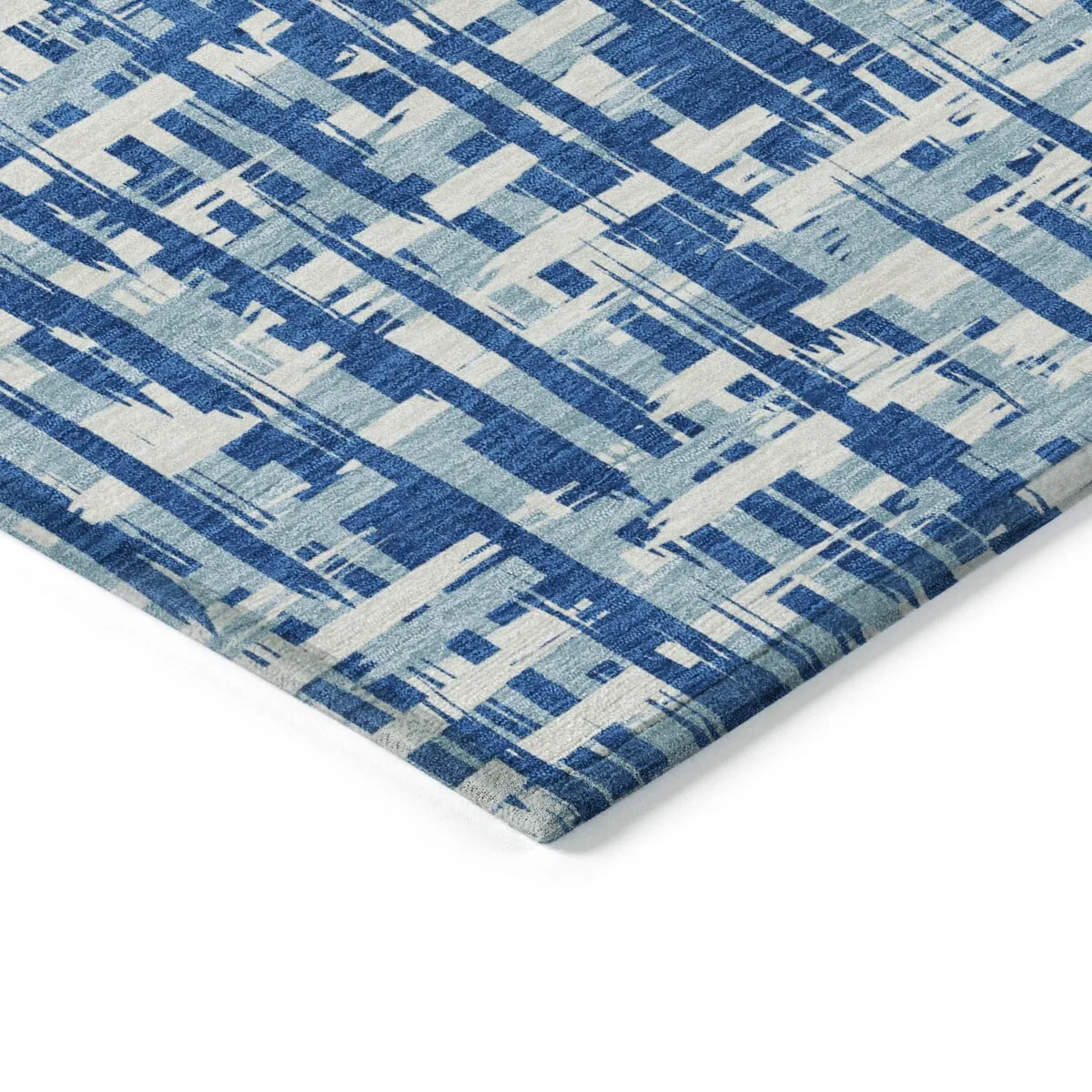 Machine Washable Indoor/ Outdoor Modern Crosshatch Chantille Rug