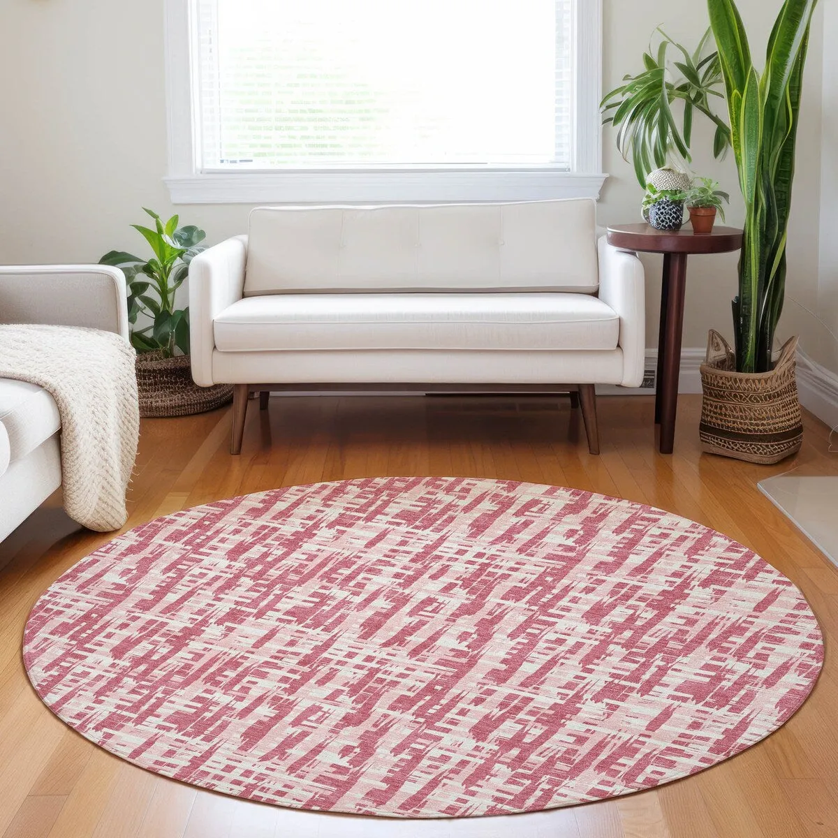 Machine Washable Indoor/ Outdoor Modern Crosshatch Chantille Rug