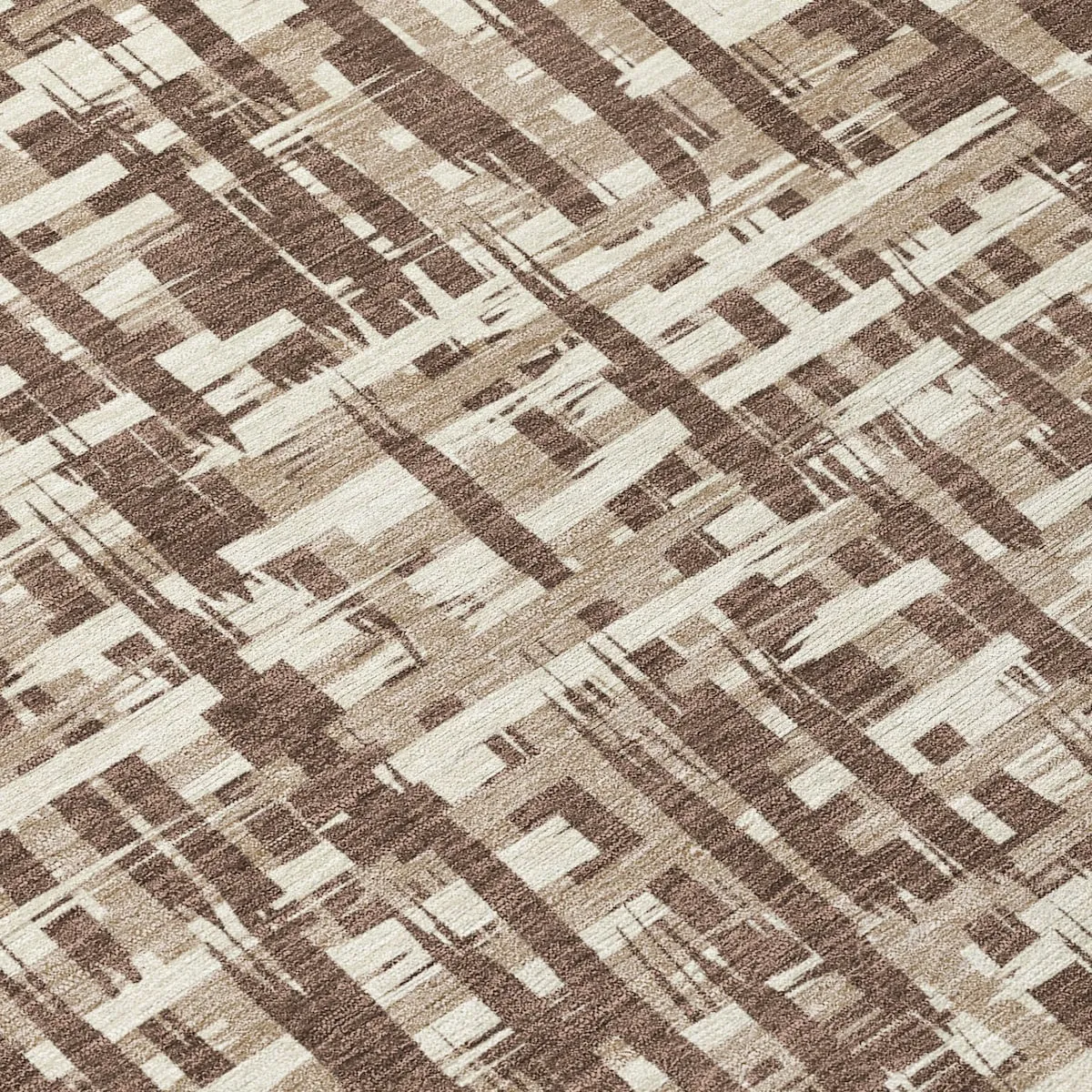 Machine Washable Indoor/ Outdoor Modern Crosshatch Chantille Rug