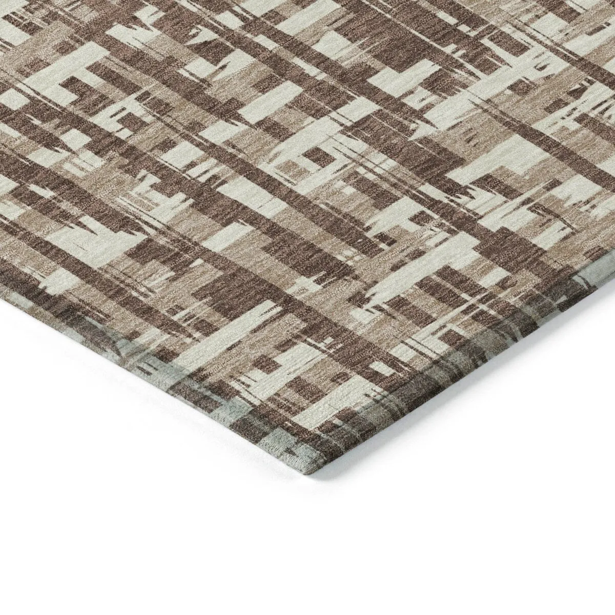 Machine Washable Indoor/ Outdoor Modern Crosshatch Chantille Rug
