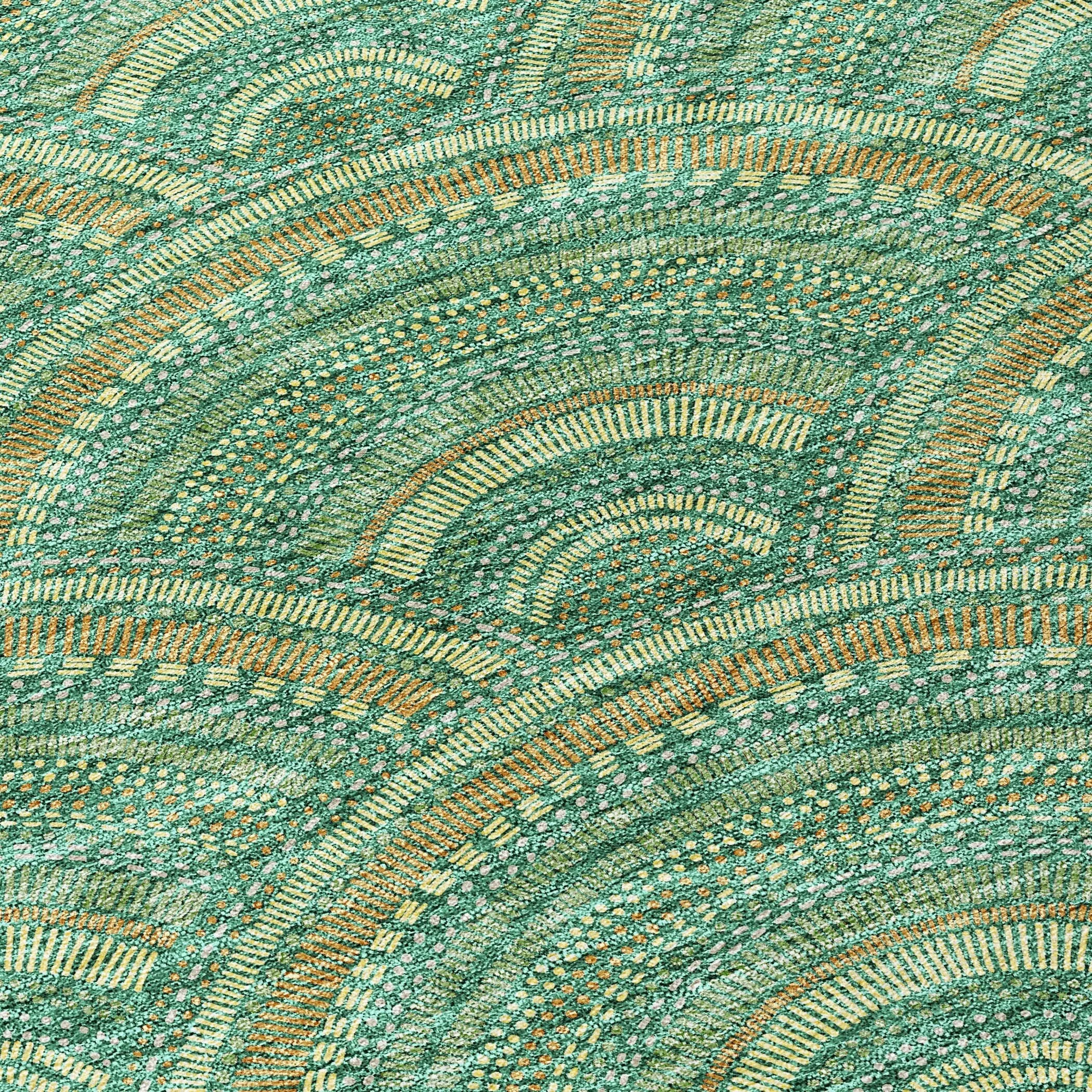 Machine Washable Indoor/ Outdoor Modern Mosaic Chantille Rug