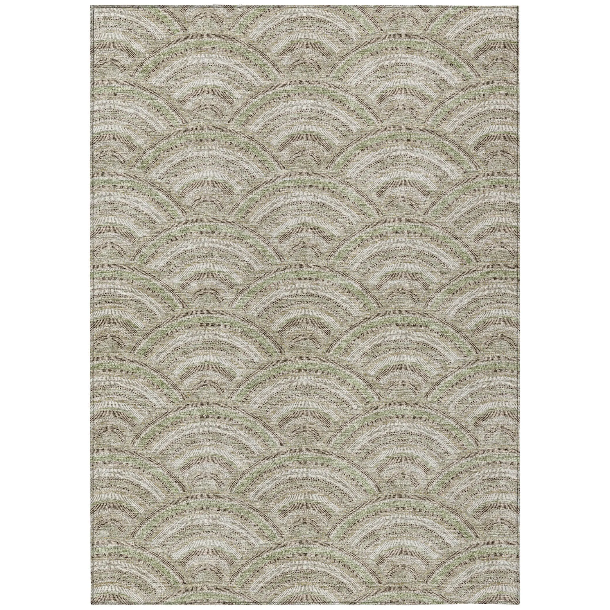 Machine Washable Indoor/ Outdoor Modern Mosaic Chantille Rug